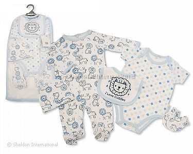 Baby Jungen Baumwoll-Geschenkset - 5 tlg. - Ich liebe Knuddeln - Großhandel