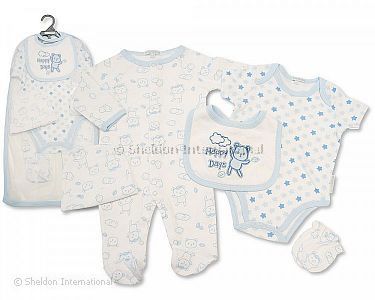 Baby Jungen Baumwoll-Geschenkset - 5 tlg. - Happy Days - Großhandel