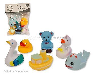 Quietschendes Baby-Badespielzeug - Packung mit 6 verschiedenen Spielzeugen - Großhandel