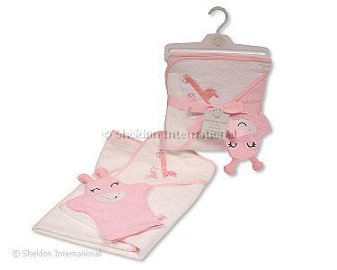 Baby Mädchen Kapuzenhandtuch und Wasch-Handschuh Set - Großhandel
