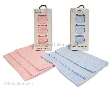 Baby Baumwoll-Waschlappen 3-er pack - Großhandel