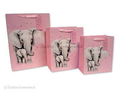 Geschenktasche ' Beautiful Baby Girl' - Elefant - Großhandel