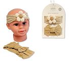 2 Haarbänder mit Schleife und Blume Set - Taupe Großhandel