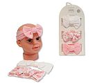 3 Baby Haarbänder mit Schleife Set - Rosa