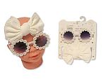 Haarband mit Schleife und Sonnenbrille Set - Beige Großhandel