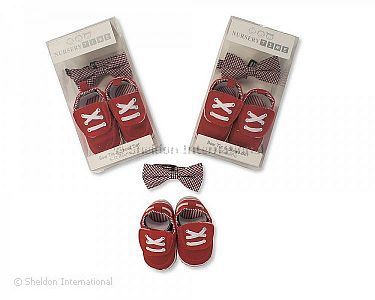 Baby Jungen Schuh und Fliege Set - Rot - Großhandel