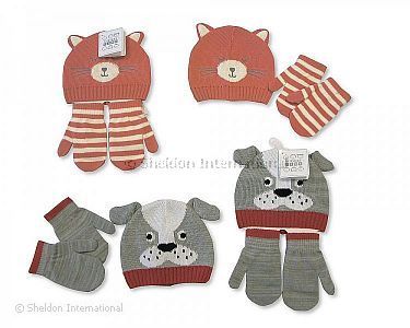 Baby Strick-Mützchen und -Handschuh Set - Großhandel