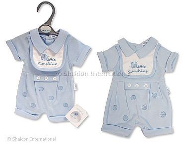 Frühchen Jungen Spielhose mit Lätzchen - Little Sunshine - Großhandel
