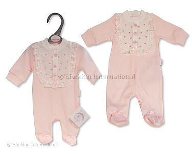 Frühchen Mädchen Strampler mit Spitze und Schleife - Herzen - Großhandel