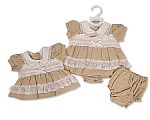 Frühchen Kleidchen mit Spitze, Smocking und Schleife Großhandel